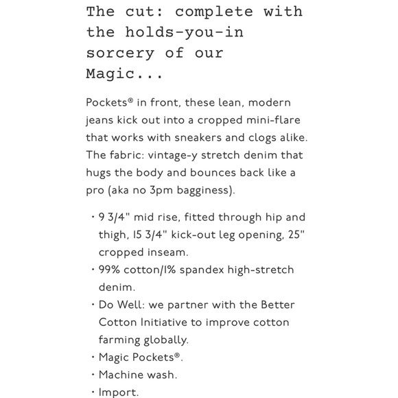 Madewell Cali Demi-Boot Cropped Jeans Size 27Petite - Picture 9 of 9